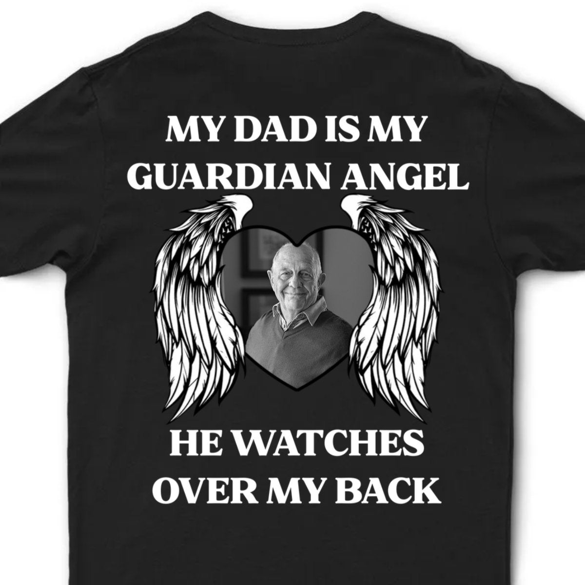 Custom Photo My Dad Is My Guardian Angel Memorial - Personalized T Shirt - Makezbright Gifts