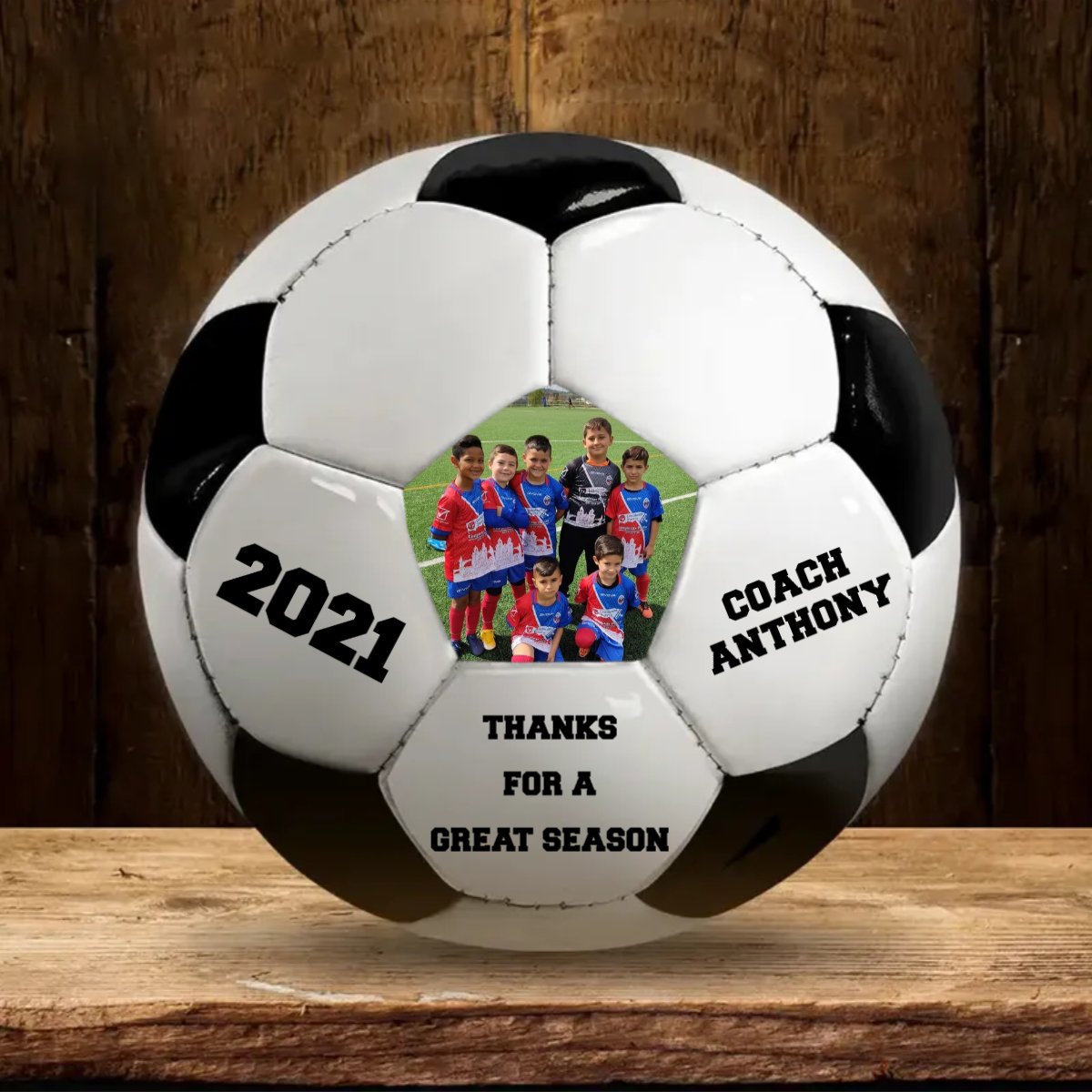 Custom Photo Thanks For A Great Season - Personalized Soccer Ball - Makezbright Gifts