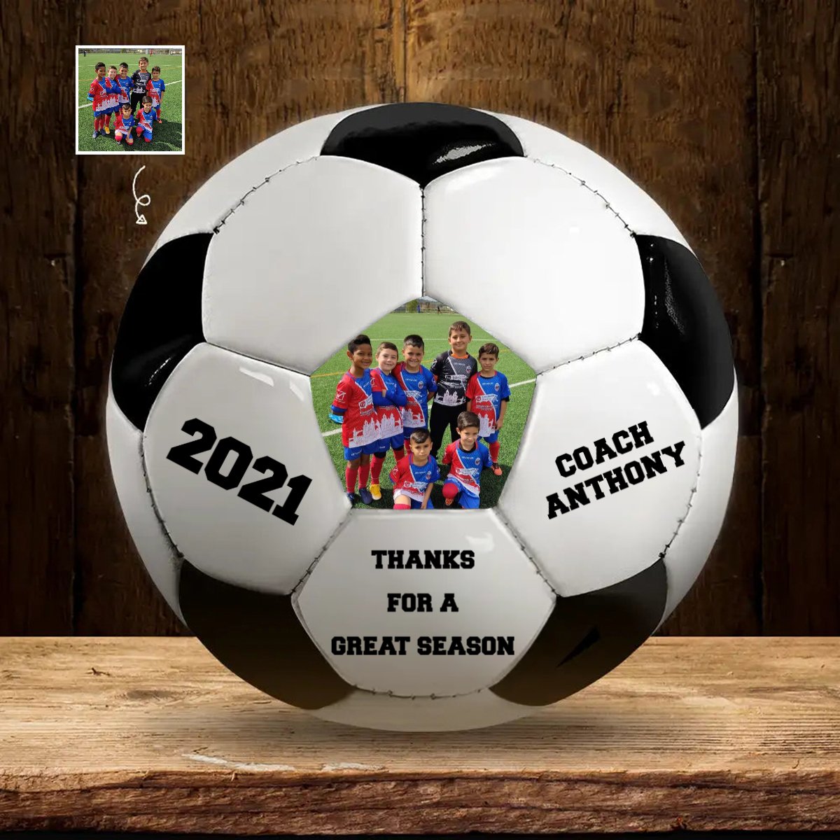 Custom Photo Thanks For A Great Season - Personalized Soccer Ball - Makezbright Gifts