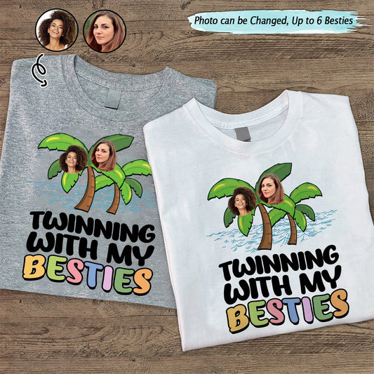 Custom Photo Twinning With My Bestie - Personalized Unisex T - shirt, Hoodie, Sweatshirt - Makezbright Gifts