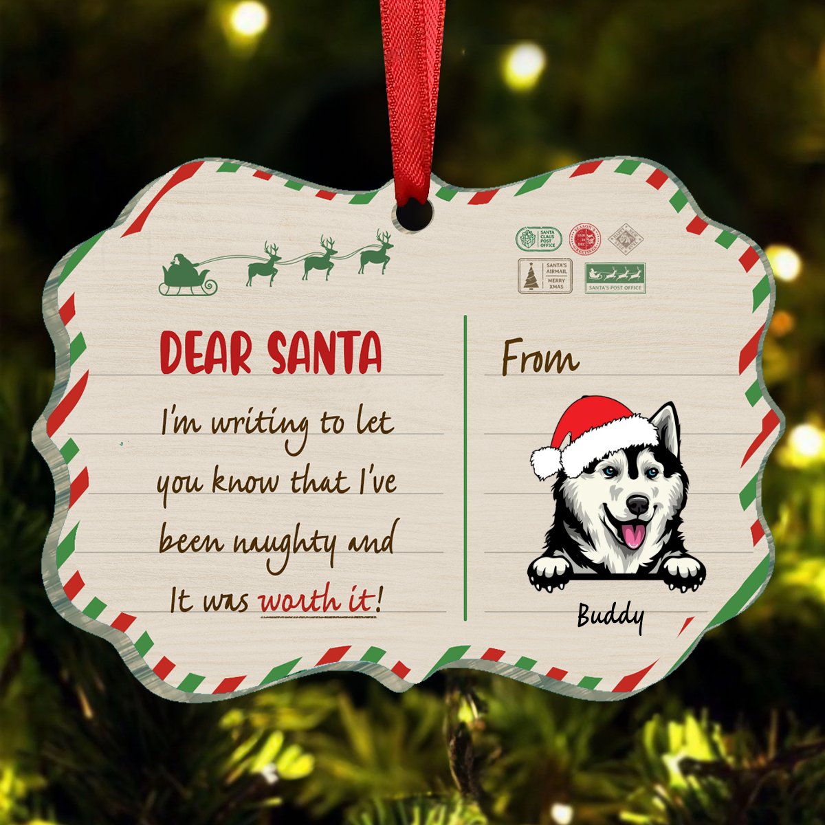 Dog Lovers - Been Naughty And Worth It - Personalized Ornament - Makezbright Gifts