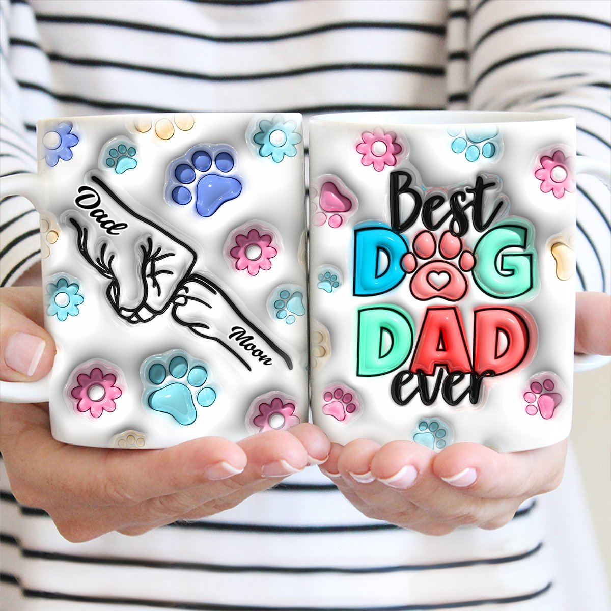 Dog Lovers - Best Dog Dad Ever - Personalized Mug - Makezbright Gifts