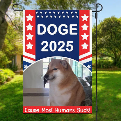 Dog Lovers - Cause Most Human Sucks Custom Photo Dog And Flag of the America - Personalized Garden Flag - Makezbright Gifts