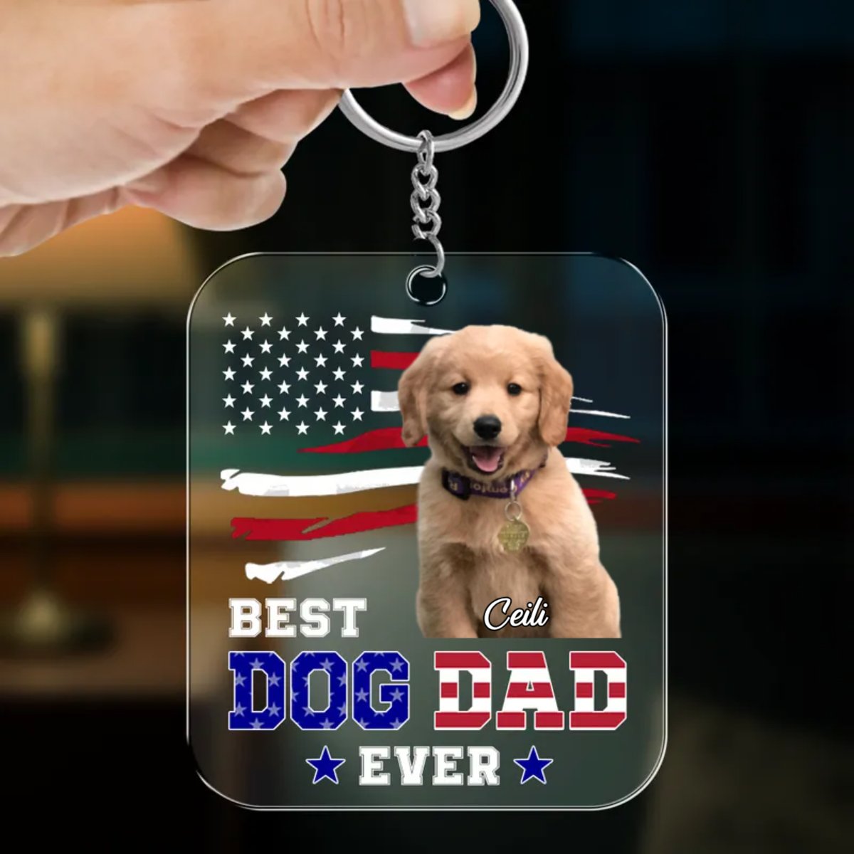 Dog Lovers - Custom Photo Ultimate Dog Dad - Personalized Acrylic Keychain - Makezbright Gifts