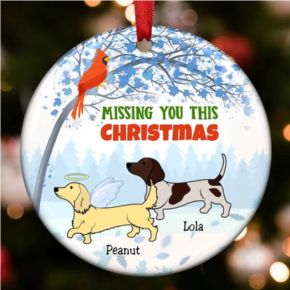 Dog Lovers - Dachshund Memorial Cardinal - Personalized Circle Ornament - Makezbright Gifts