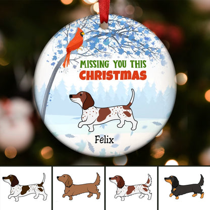 Dog Lovers - Dachshund Memorial Cardinal - Personalized Circle Ornament - Makezbright Gifts