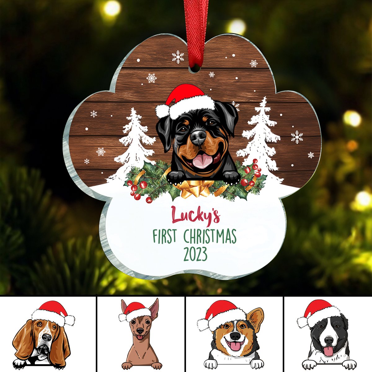 Dog Lovers - Dog Christmas - Personalized Acrylic Ornament - Makezbright Gifts