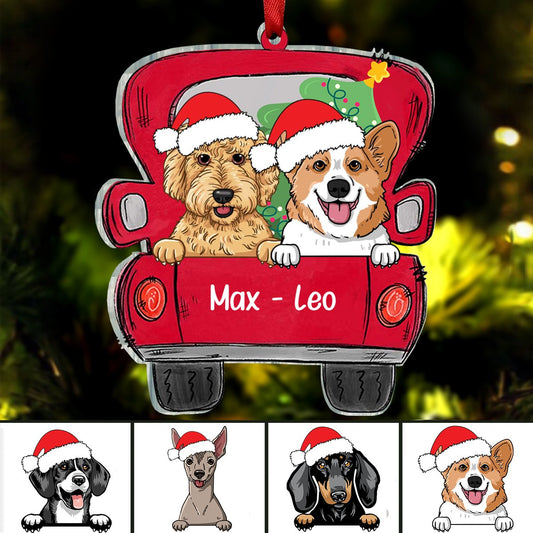 Dog Lovers - Dog Christmas - Personalized Red Truck Ornament - Makezbright Gifts