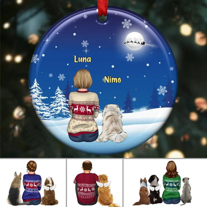 Dog Lovers - Dog Memo Christmas Watching - Personalized Circle Ornament - Makezbright Gifts