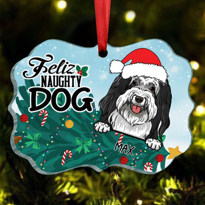 Dog Lovers - Feliz Naughty Dog - Personalized Acrylic Ornament - Makezbright Gifts