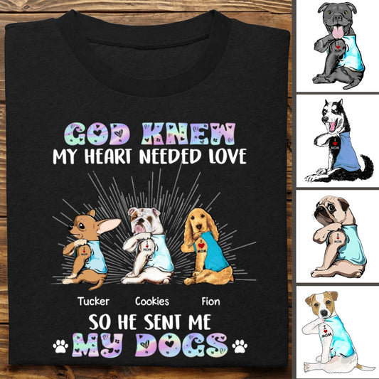 Dog Lovers - God Sent Me My Dogs - Personalized Unisex T - Shirt - Makezbright Gifts