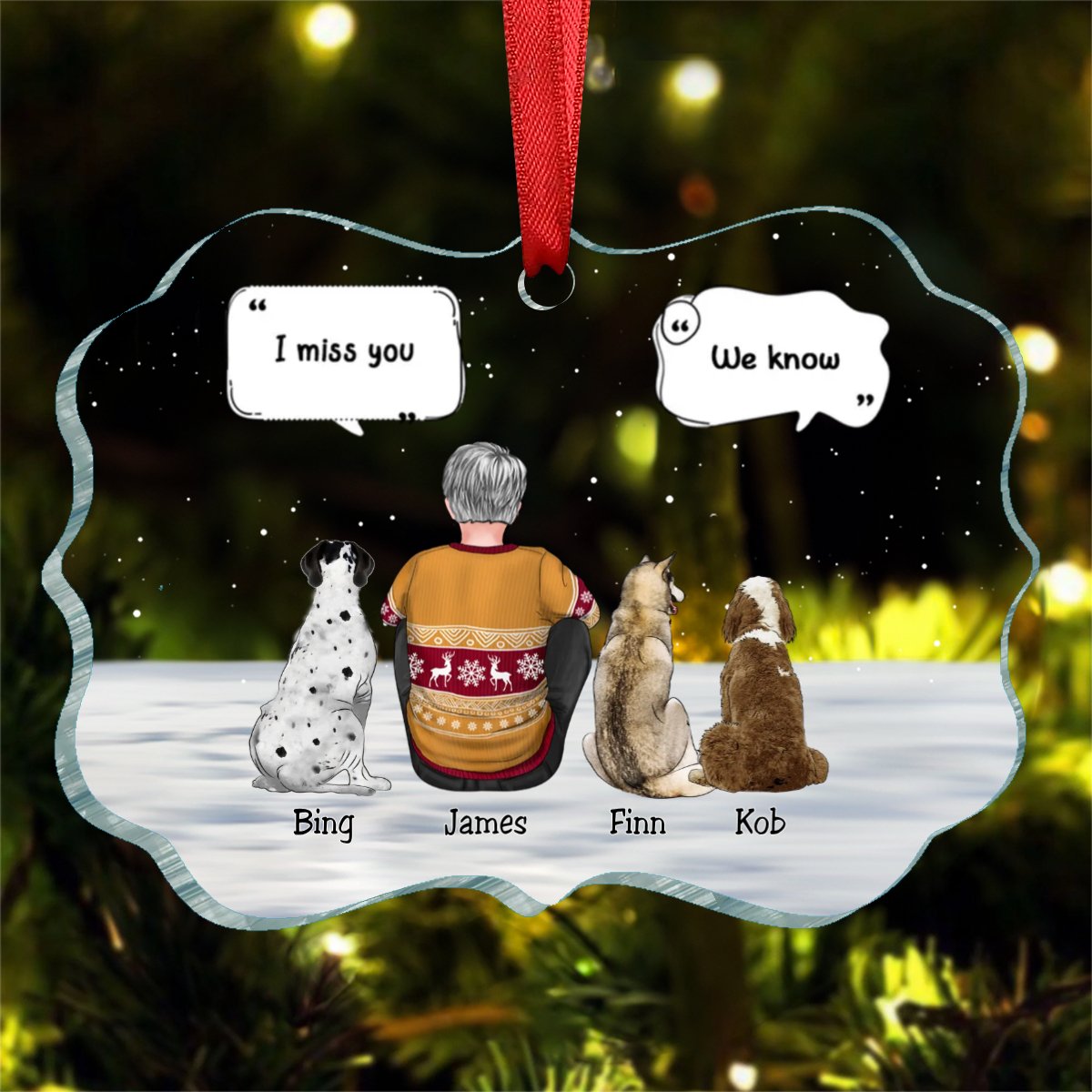 Dog Lovers - I Miss You - Personalized Transparent Ornament - Makezbright Gifts