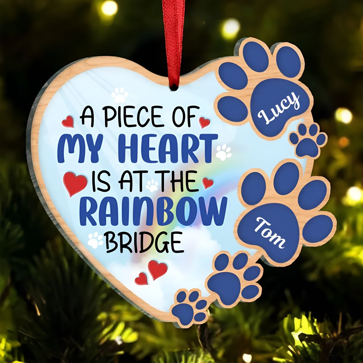 Dog Lovers - I Wish The Rainbow Bridge Had Visiting Hours - Personalized Heart Ornament - Makezbright Gifts