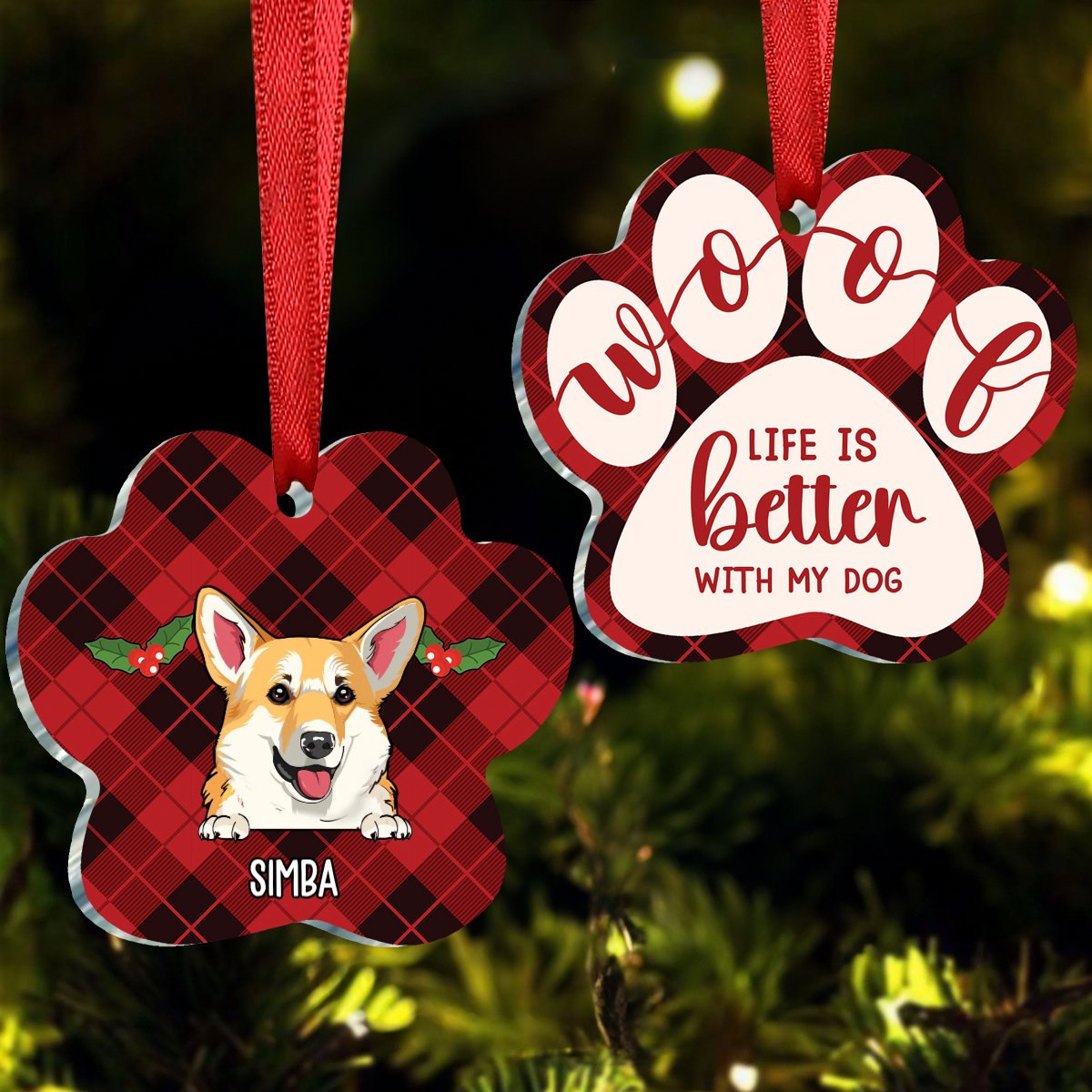 Dog Lovers - Life Is Better With My Dog - Personalized Acrylic Ornament - Makezbright Gifts