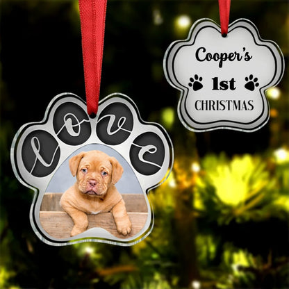 Dog Lovers - Love Paw Print - Personalized Ornament - Makezbright Gifts