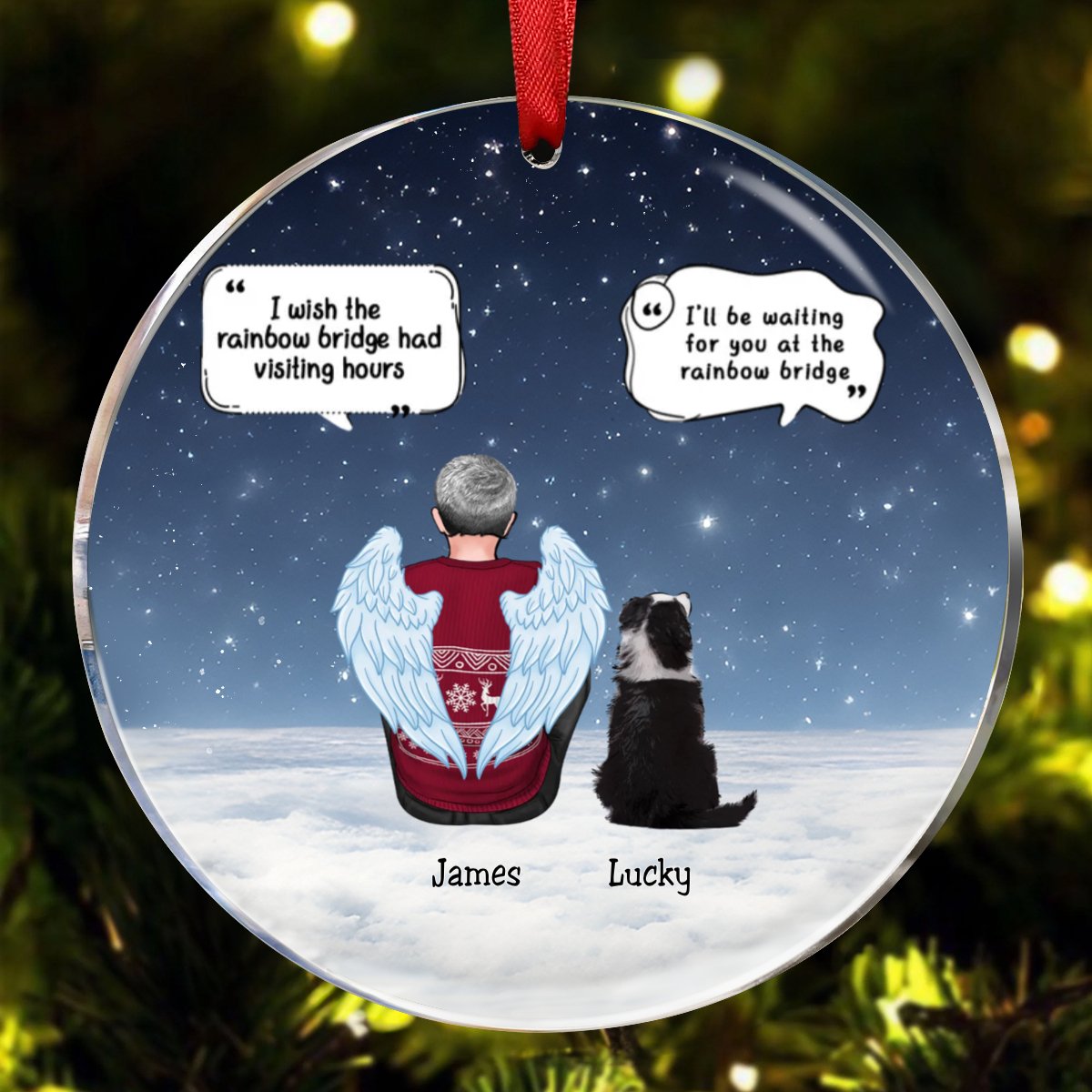 Dog Lovers - Memorial Pet - Personalized Circle Ornament - Makezbright Gifts