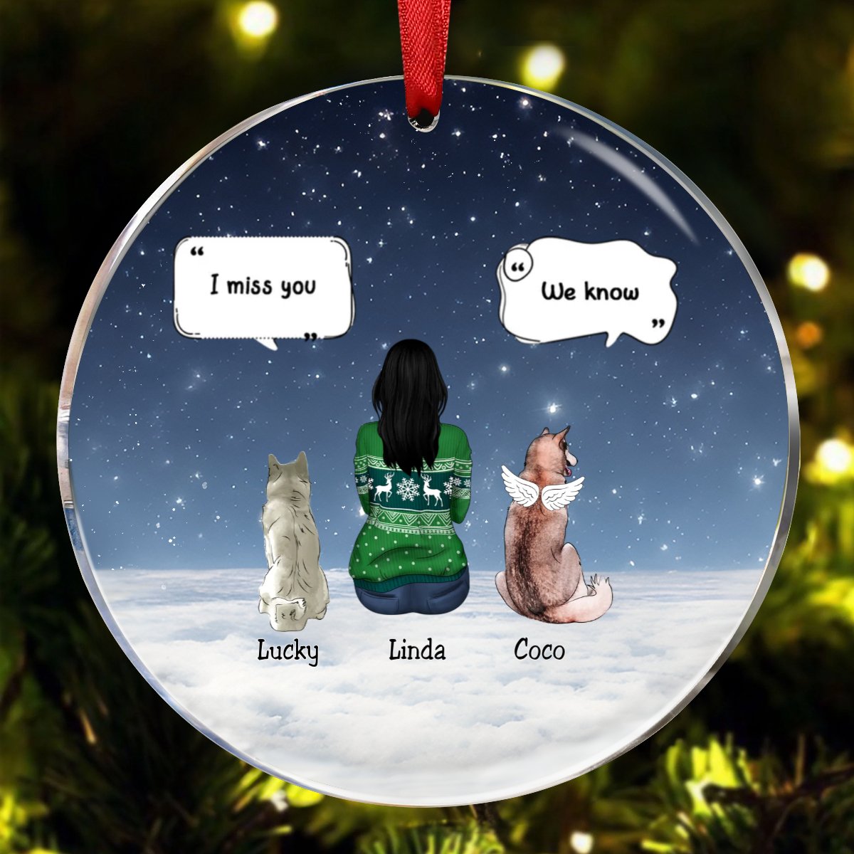 Dog Lovers - Memorial Pet - Personalized Circle Ornament - Makezbright Gifts