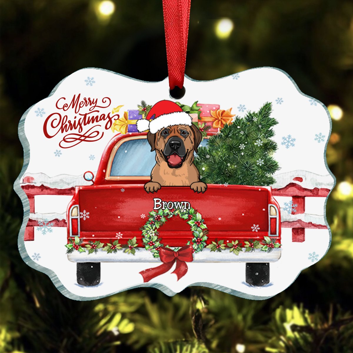 Dog Lovers - Merry Christmas - Personalized Transparent Ornament - Makezbright Gifts