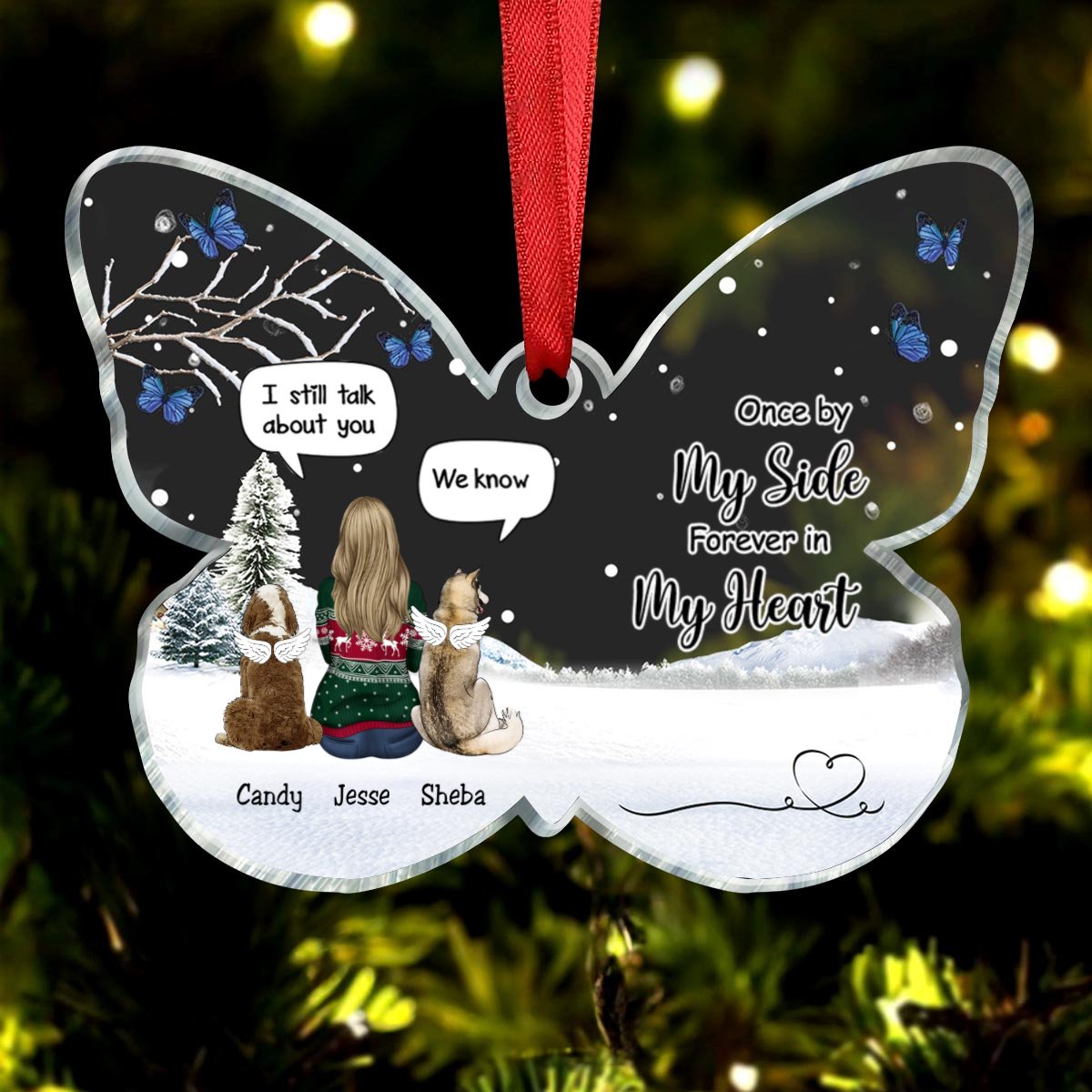 Dog Lovers - Once By My Side Forever In My Heart – Personalized Acrylic Ornament - Makezbright Gifts