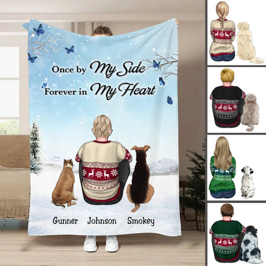 Dog Lovers - Once By My Side Forever In My Heart - Personalized Blanket TC - Makezbright Gifts