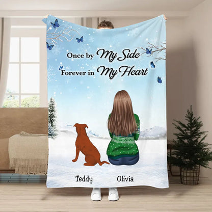 Dog Lovers - Once By My Side Forever In My Heart - Personalized Blanket TC - Makezbright Gifts