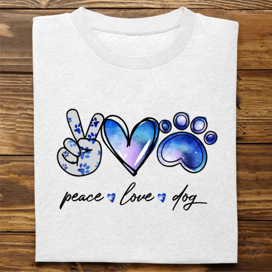 Dog Lovers - Peace Love & Paws - Personalized White Unisex T - Shirt (Ver 2) - Makezbright Gifts