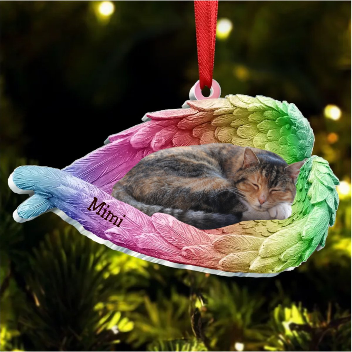 Dog Lovers - Sleeping Pet Within Angel Wings - Personalized Ornament - Makezbright Gifts