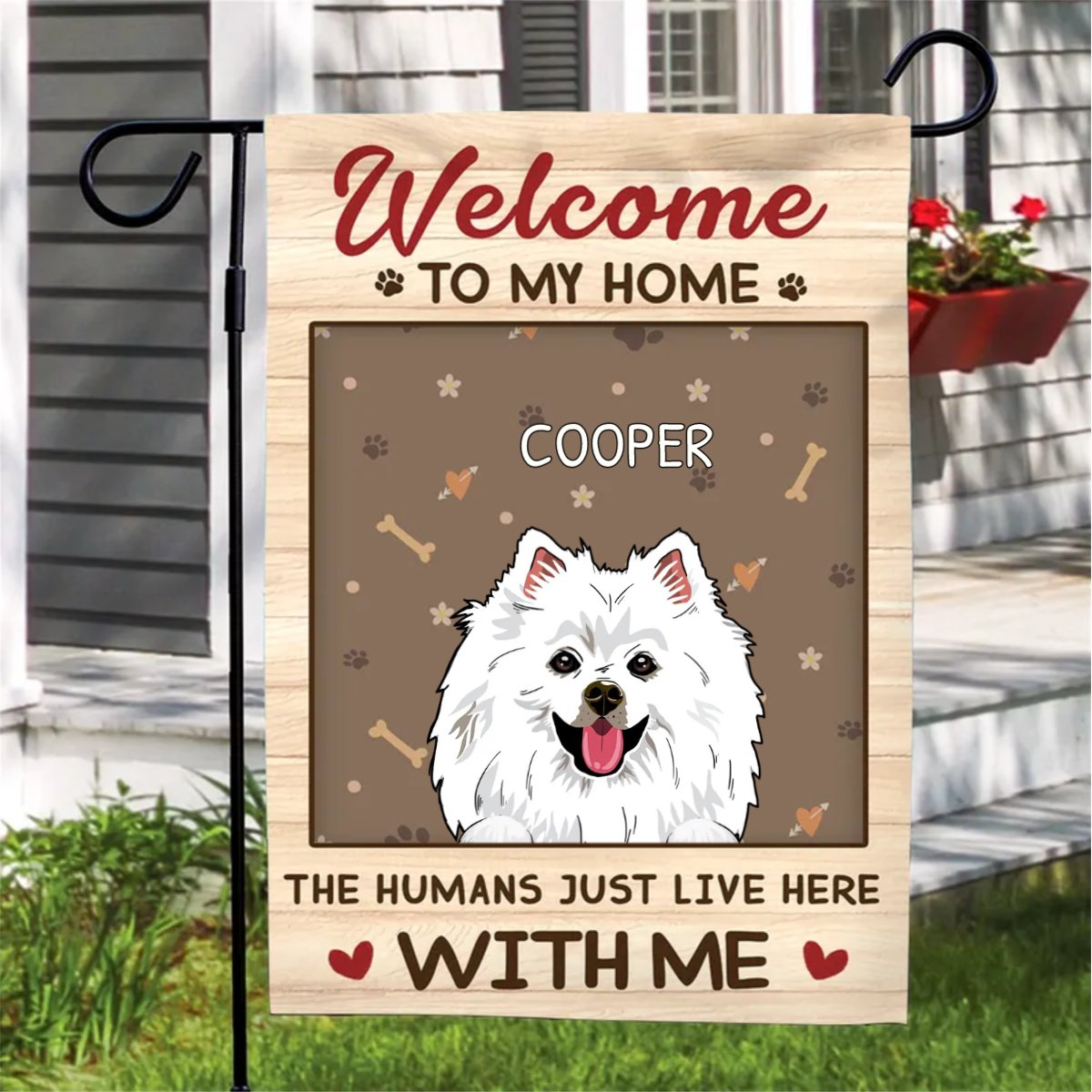 Dog Lovers - Welcome To Our Home - Personalized Flag - Makezbright Gifts