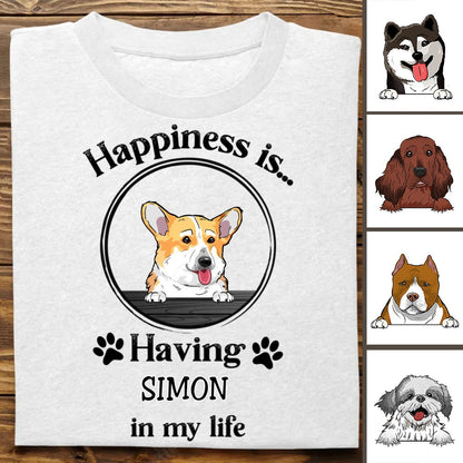 Dog Loves - Happiness Is... - Personalized Unisex T - Shirt - Makezbright Gifts