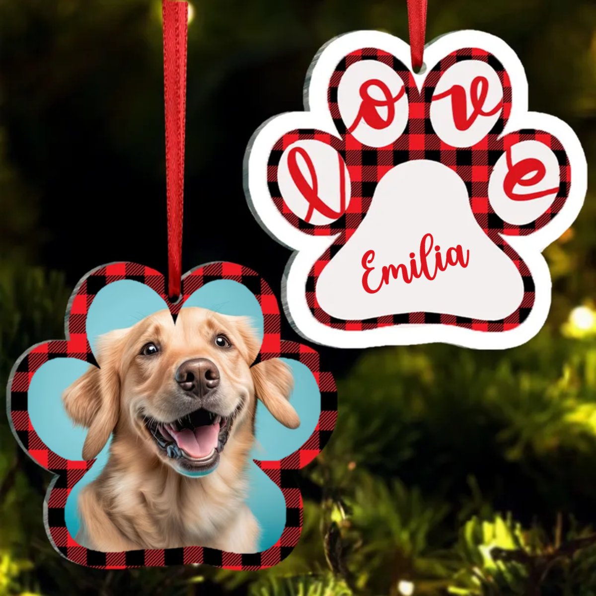 Dog Loves - Pets And Paws - Personalized Dog Paw Ornament - Makezbright Gifts