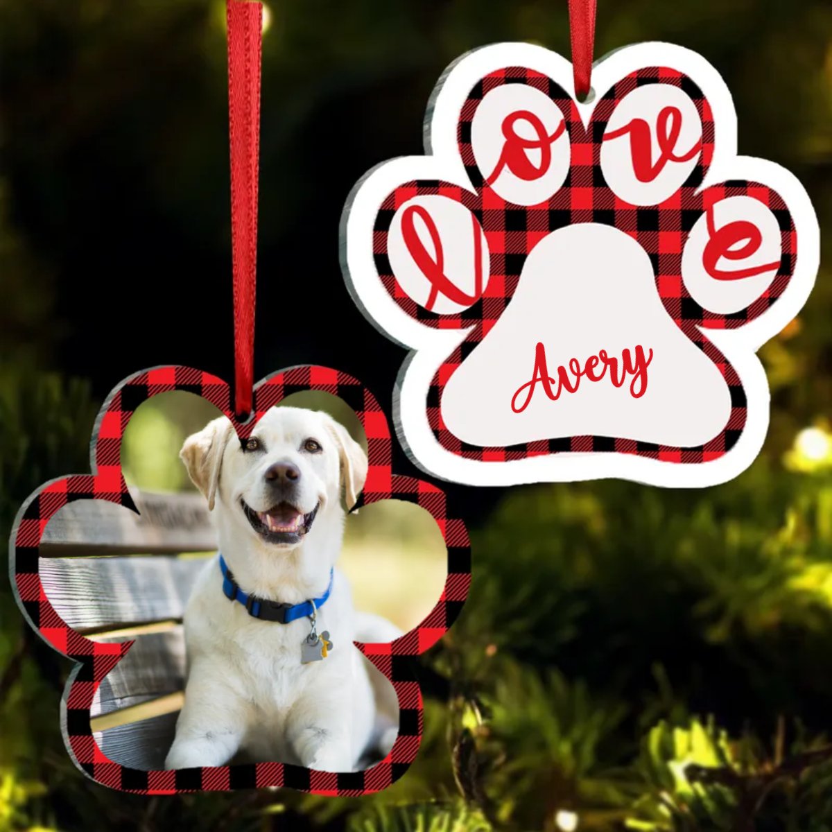 Dog Loves - Pets And Paws - Personalized Dog Paw Ornament - Makezbright Gifts