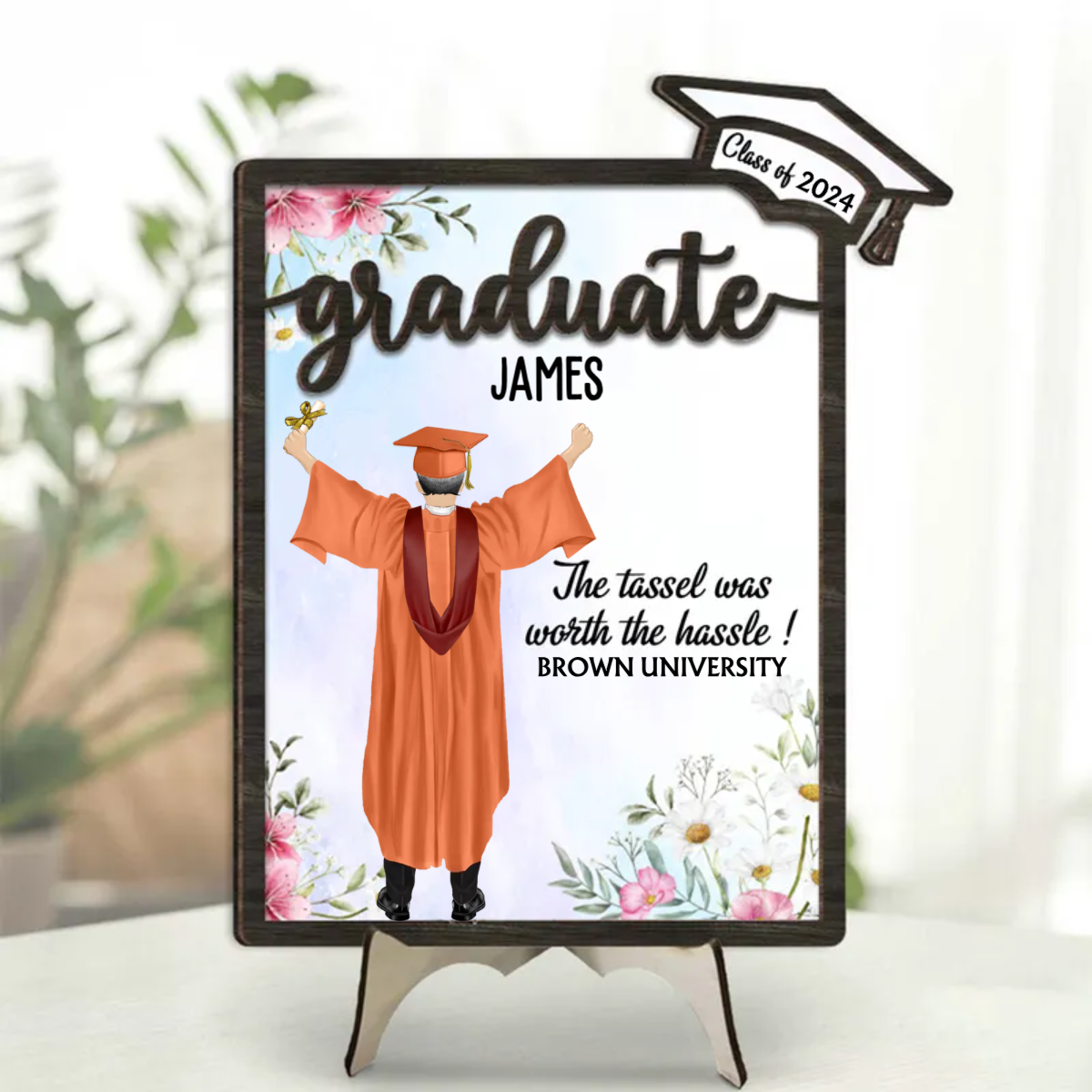 Graduation Appreciation The Tassel Was Worth The Hassle - Personalized 2-Layered Wooden Plaque With Stand