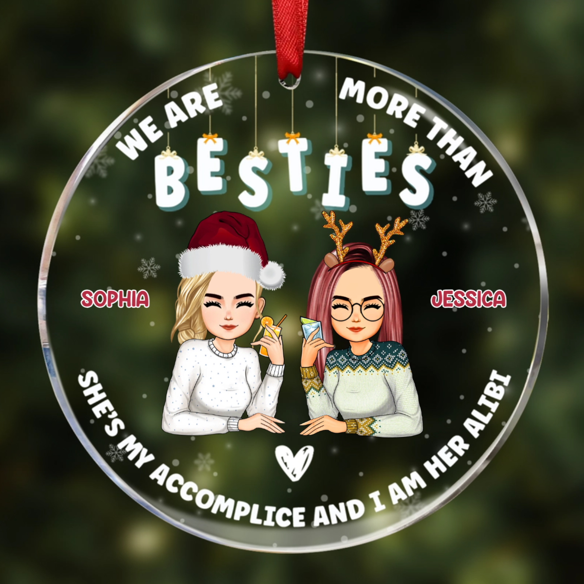 Christmas We Are More Than Bestie - Personalized Circle Acrylic Ornament