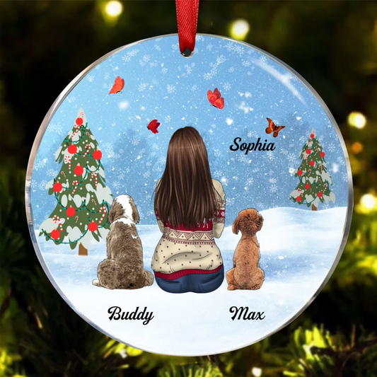 A Girl Who Loves Her Dogs Berry Tree Personalized Circle Ornament