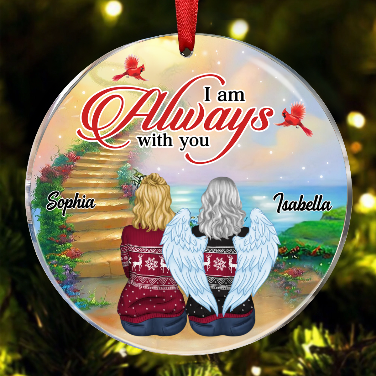 Mother Always With Daughter Personalized Circle Ornament