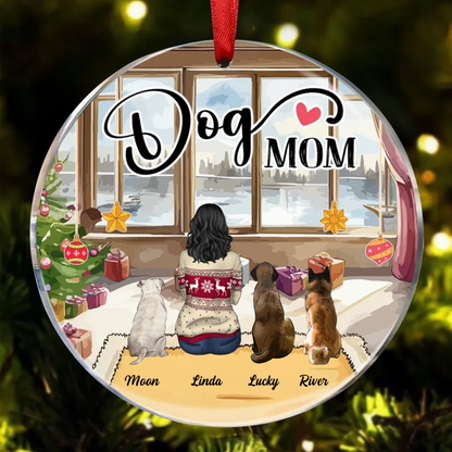 Dog Mom Sitting Personalized Circle Ornament