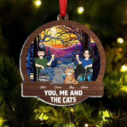 Camping You, Me And The Cats - Personalized Acrylic Ornament