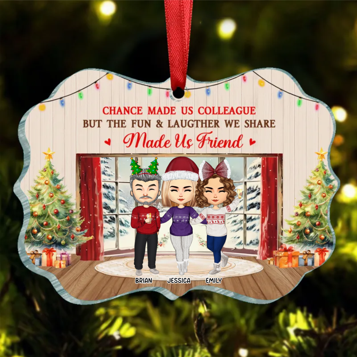 Work Made Us Colleagues - Christmas Gift For Co-worker and BFF - Personalized Custom Acrylic Ornament