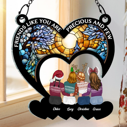 Christmas Bestie Friends Like You - Personalized Window Hanging Suncatcher Ornament