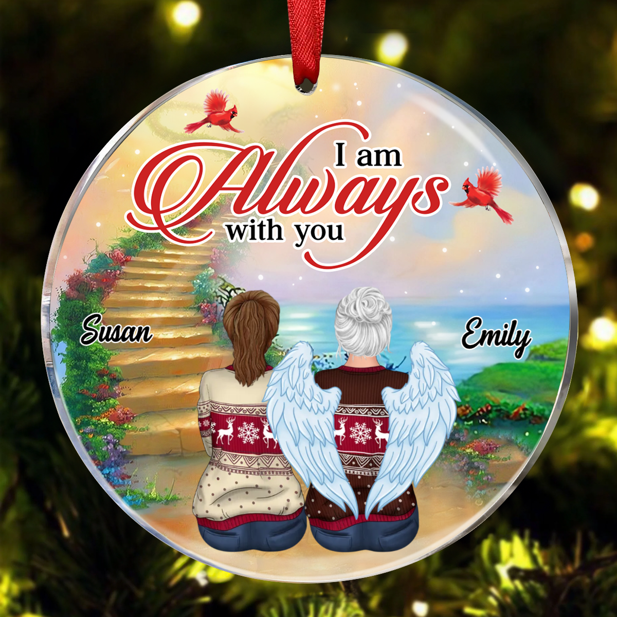 Mother Always With Daughter Personalized Circle Ornament