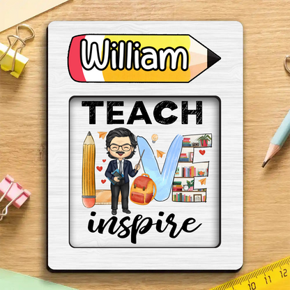 Teach Love Inspire - Personalized Sticky Note Pad Holder (TB)