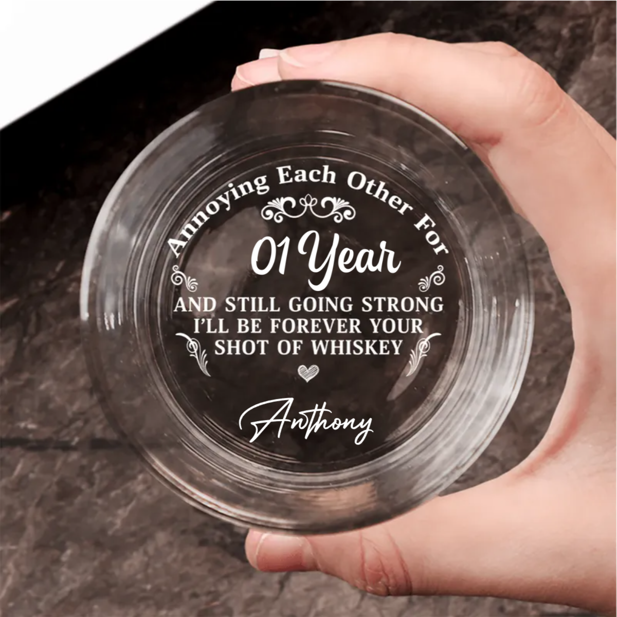 Annoying Each Other For Years & Still Going Strong - Personalized Engraved Whiskey Glass (TB)