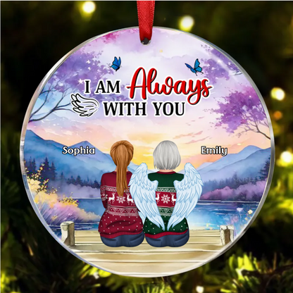 Dad Mom Always With Son Daughter Personalized Circle Ornament