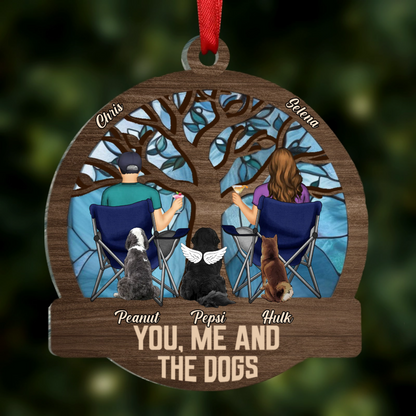 Four Seasons You, Me And The Dog - Personalized Window Hanging Suncatcher Ornament