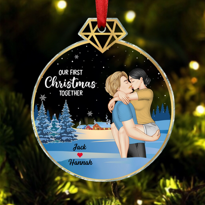 Our First Christmas Together - Couple Personalized Custom Ornament - Acrylic Custom Shaped - Christmas Gift For Husband Wife, Anniversary