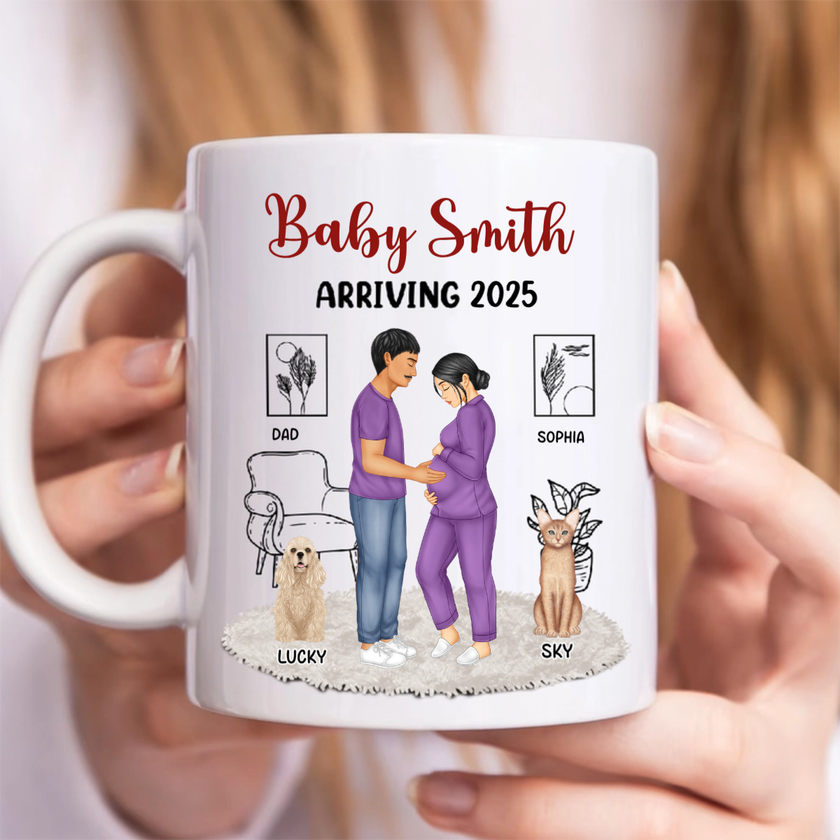 Baby Arriving Expecting Family - Personalized Mug