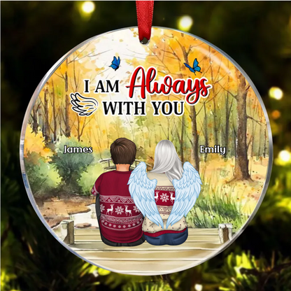 Dad Mom Always With Son Daughter Personalized Circle Ornament