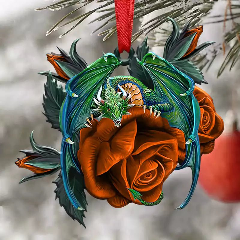 Dragon Lover - Dragon In Purple Rose - Personalized Acrylic Ornament - Makezbright Gifts