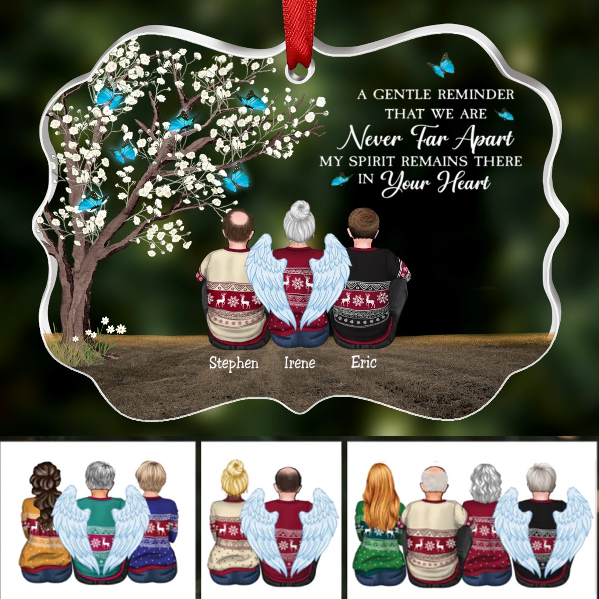 Family - A Gentle Reminder That We Are Never Far Apart, My Spirit Remain There In Your Heart - Personalized Transparent Ornament - Makezbright Gifts