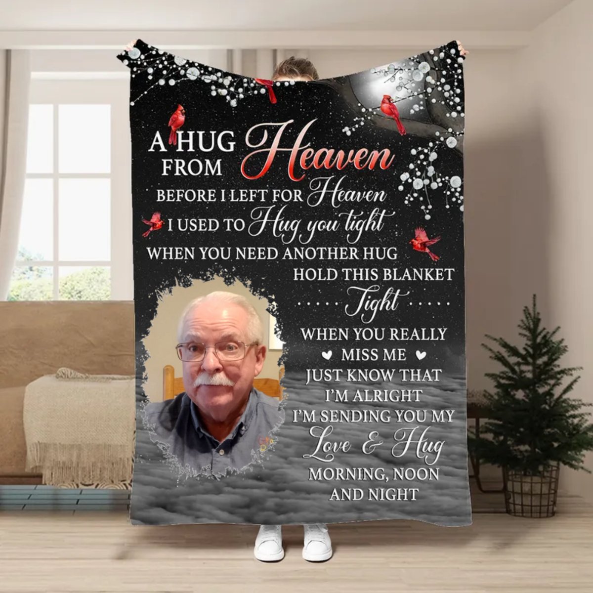 Family - A Hug From Heaven Before I Left For Heaven I Use To Hug You Tight - Personalized Blanket (NV) - Makezbright Gifts